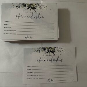 Floral 'Advice and Wishes' Wedding Cards - White with Green Accents